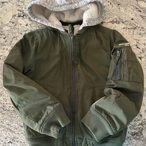 Abercrombie and Fitch kids Green Fleece Lined Bobmer Coat with detachable Hood